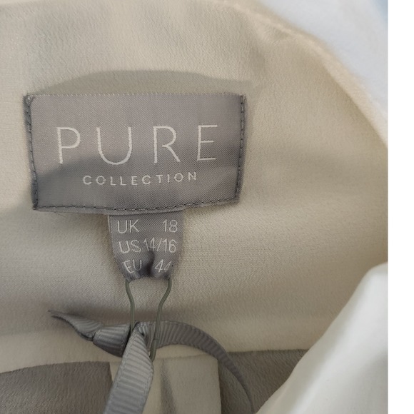 Pure Collection Silk Blouse Ivory 14/16 Button Up Washable Sheer‎ NWT - Picture 4 of 10